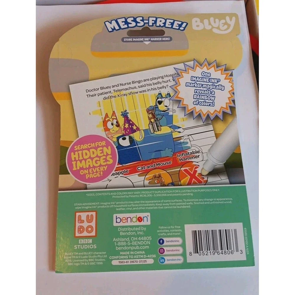 Bendon Inc Bluey Imagine Ink Coloring Book With 1 Mess Free Ma Toy
